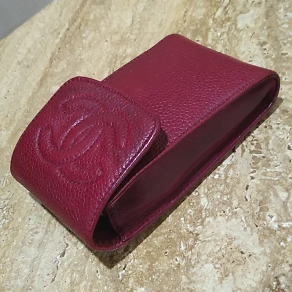 Chanel dark pink/burgundy vintage cigarette case/pouch